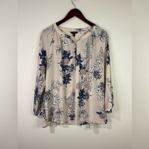Banana Republic Navy and light pink‎ Floral Blouse
